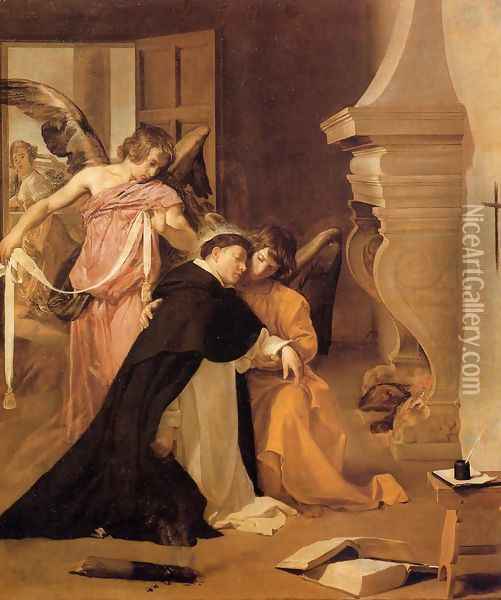 The Temptation of St. Thomas Aquinas Oil Painting - Diego Rodriguez de Silva y Velazquez