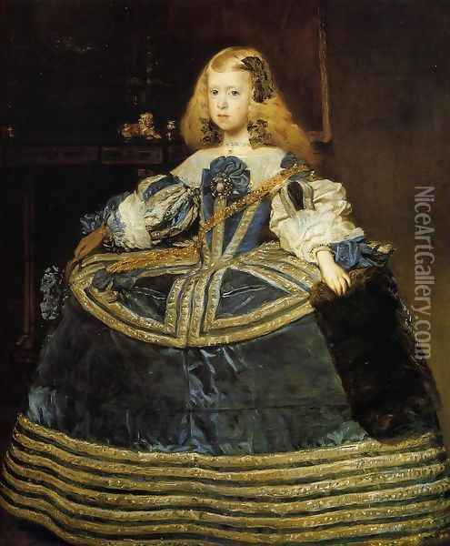 Portrait of the Infanta Margarita c. 1660 Oil Painting - Diego Rodriguez de Silva y Velazquez