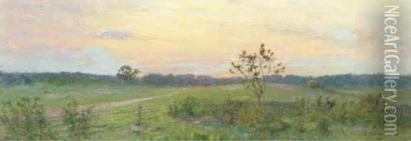 Sunset Oil Painting - Ivan Pavlovich Pokhitonov