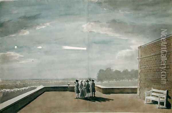 The Meteor of August 18, 1783, as seen from the East Angle of the North Terrace, Windsor Castle, 1783 Oil Painting - Paul Sandby