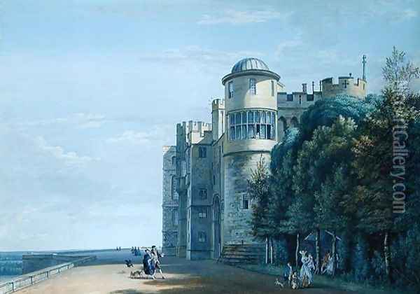 The North Terrace, Windsor Castle, looking East Oil Painting - Paul Sandby
