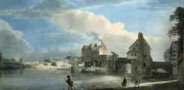 The Old Bridge at Shrewsbury Oil Painting - Paul Sandby