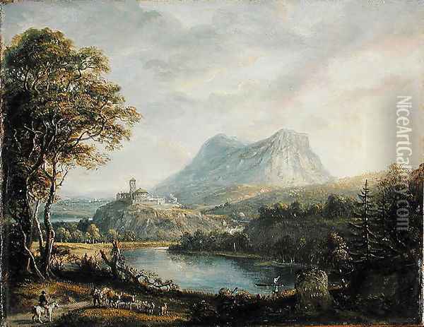 Landscape with a Lake, 1808 Oil Painting - Paul Sandby
