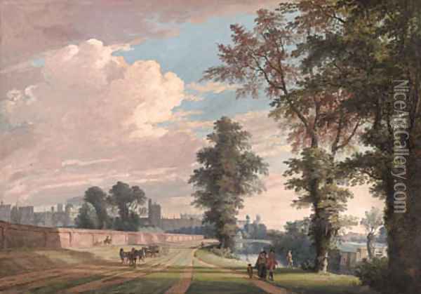 The North Front of Windsor Castle from Datchet Lane Oil Painting - Paul Sandby