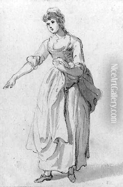 Study of a woman pointing Oil Painting - Paul Sandby
