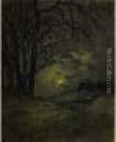 Paysage Au Clair De Lune Oil Painting - Pierre Ernest Prins