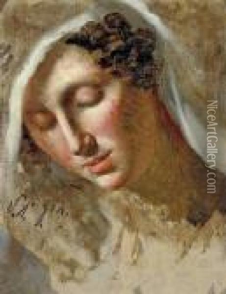 Study Of The Head Of A Young Woman Oil Painting - Pierre-Paul Prud'hon