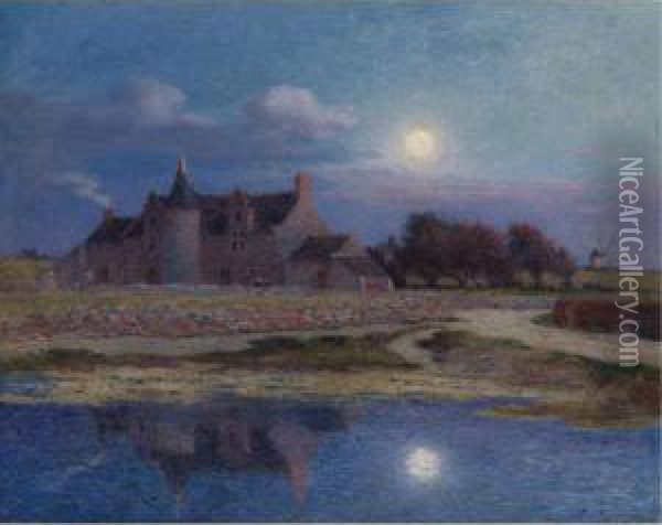 Kervaudu Au Clair De Lune Oil Painting - Ferdinand Loyen Du Puigaudeau