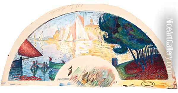 Saint-Tropez, pins et voiles Oil Painting - Paul Signac