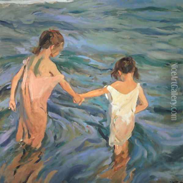 Children in the Sea, 1909 Oil Painting - Joaquin Sorolla Y Bastida