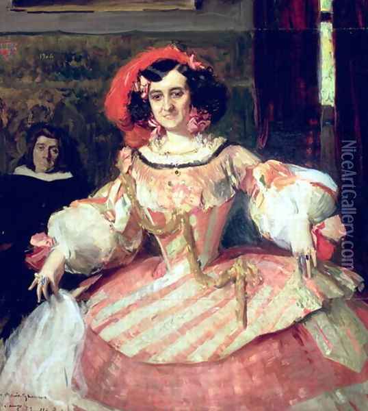 Portrait of Maria Guerrero, actress and director of Teatro Espanol in Madrid, 1906 Oil Painting - Joaquin Sorolla Y Bastida