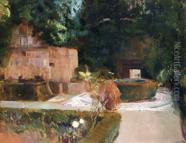 The Los Adarves Gardens, The Alhambra, Granada Oil Painting - Joaquin Sorolla Y Bastida