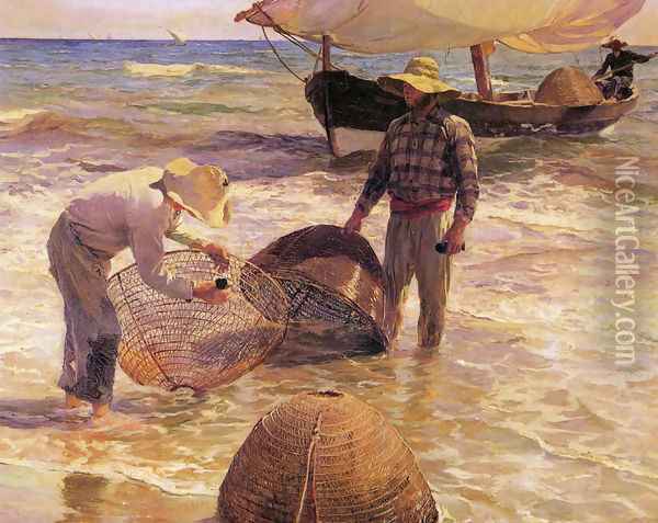 Pescadores valencianos (Valencian Fisherman) Oil Painting - Joaquin Sorolla Y Bastida
