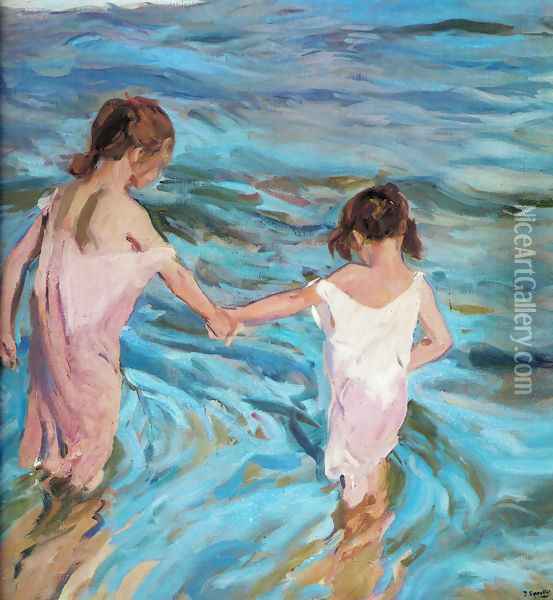 Girls at sea Oil Painting - Joaquin Sorolla Y Bastida
