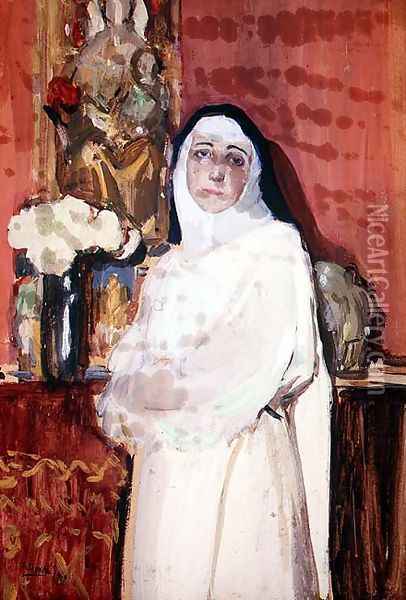 Nun in an interior Oil Painting - Joaquin Sorolla Y Bastida