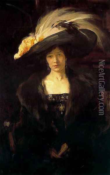 Clotilde with hat Oil Painting - Joaquin Sorolla Y Bastida