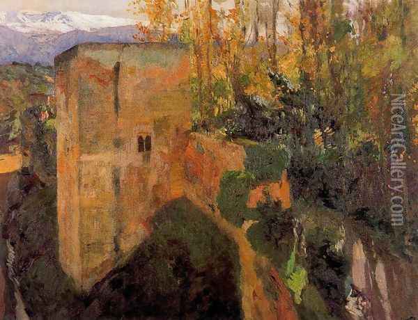 Tower of the Infantas, the Alhambra Oil Painting - Joaquin Sorolla Y Bastida