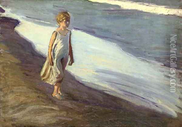 Nina en la playa Oil Painting - Joaquin Sorolla Y Bastida