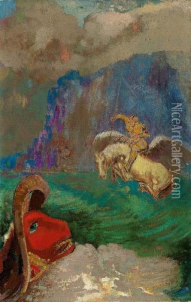 Roger Et Angelique Or Saint Georges Et Le Dragon Or Andromedesauvee Oil Painting - Odilon Redon