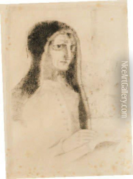 Le Livre Ou Sainte Therese Oil Painting - Odilon Redon