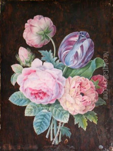 Bouquet De Fleurs Oil Painting - Pierre-Joseph Redoute