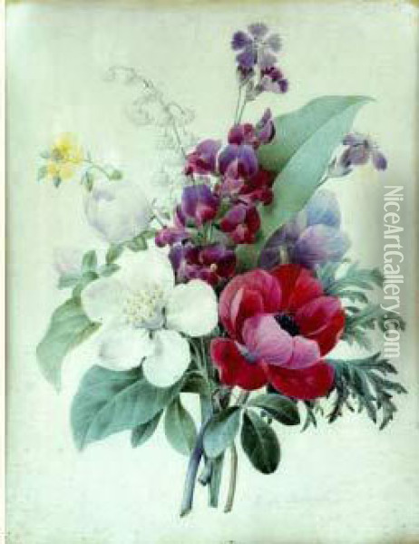 Bouquet De Fleurs Avec Muguet, Capucine Et Bouton D'or Oil Painting - Pierre-Joseph Redoute