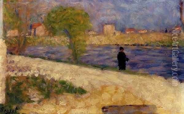 Etude dans l'Ile Oil Painting - Georges Seurat