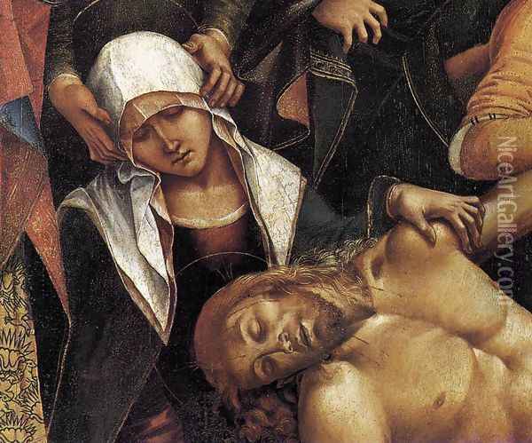 Lamentation over the Dead Christ (detail-1) 1502 Oil Painting - Francesco Signorelli