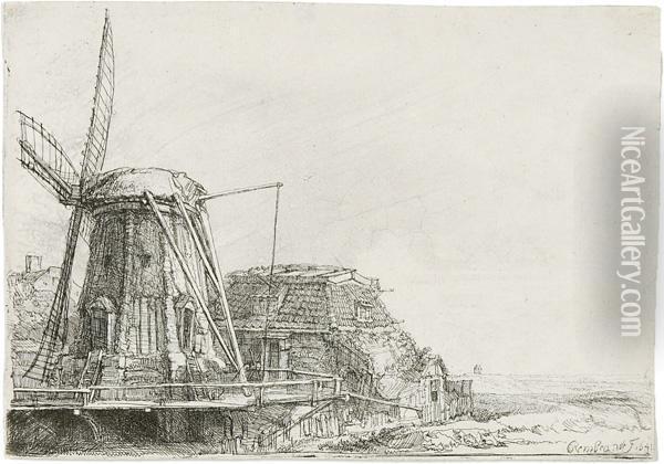 Die Windmuhle Oil Painting - Rembrandt Van Rijn