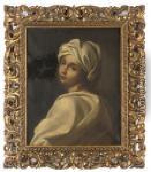 Portrait Of A Girl, Said To Be Beatrice Cenci, Bust-length, In A White Headdress Oil Painting - Guido Reni