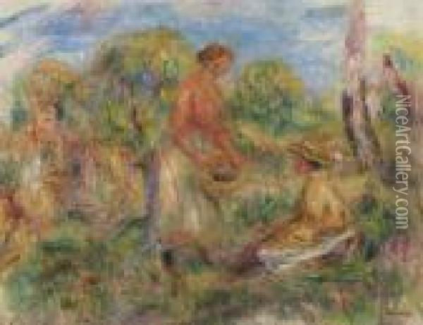 Femmes Dans Un Paysage Oil Painting - Pierre Auguste Renoir