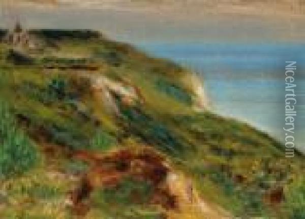 L'eglise De Varengeville Et Les Falaises Signed 'renoir' Oil Painting - Pierre Auguste Renoir