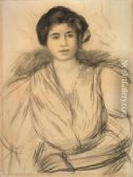 Portrait De Christine Lerolle - Buste De Femme Oil Painting - Pierre Auguste Renoir