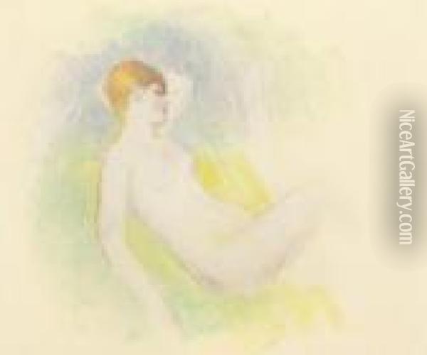 Nu Endormi Au Bras Leve Oil Painting - Pierre Auguste Renoir