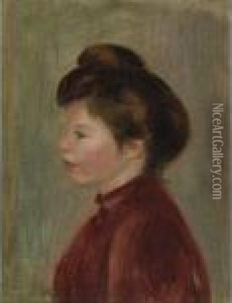 Femme De Profil Oil Painting - Pierre Auguste Renoir