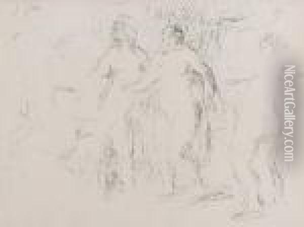 Les Baigneuses Or Jugement De Paris Oil Painting - Pierre Auguste Renoir