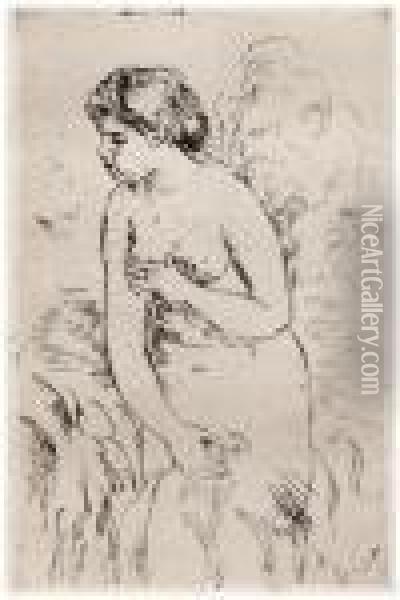 Baigneuse Debout Ami-jambes Oil Painting - Pierre Auguste Renoir