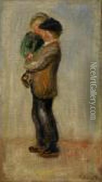 Homme Portant Un Garcon Oil Painting - Pierre Auguste Renoir