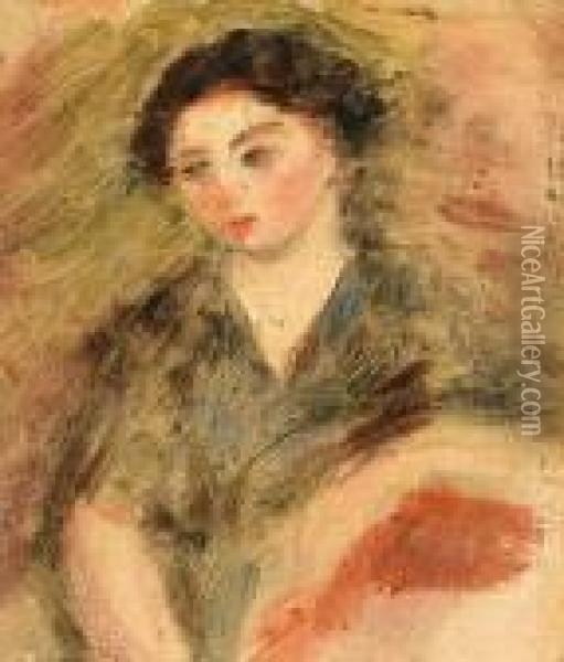 Portrait Of A Young Woman Allegedly Gabrielle, The Artist's Housemaid Oil Painting - Pierre Auguste Renoir