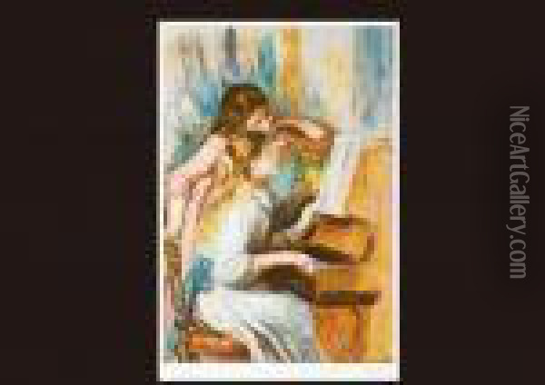 Piano Lesson Oil Painting - Pierre Auguste Renoir