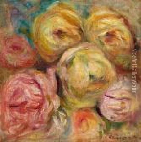 Roses. Oil Painting - Pierre Auguste Renoir