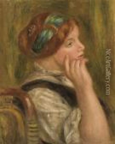 Femme Accoudee Oil Painting - Pierre Auguste Renoir