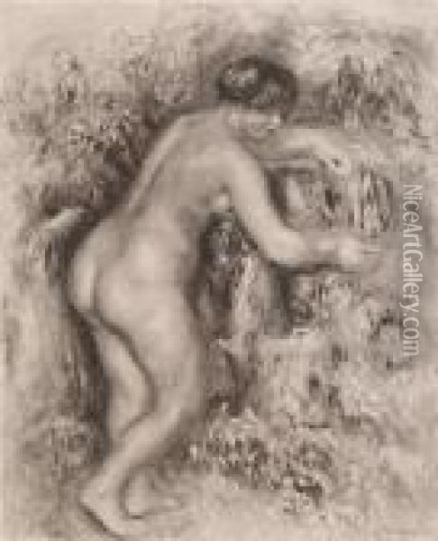 Nude From Behind Oil Painting - Pierre Auguste Renoir