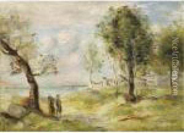Paysage D'apres Corot Oil Painting - Pierre Auguste Renoir