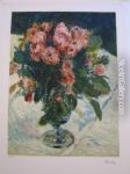 Nature More Avec Fleurs Oil Painting - Pierre Auguste Renoir