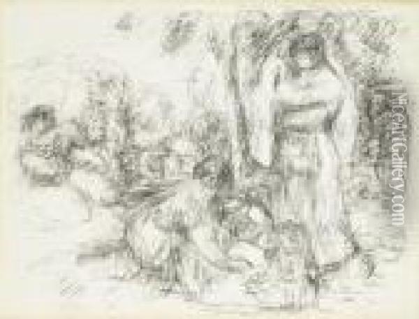 Les Laveuses Oil Painting - Pierre Auguste Renoir
