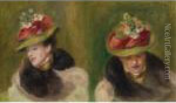 Double Portrait De Jeanne Baudot Oil Painting - Pierre Auguste Renoir