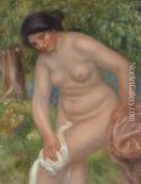 La Baigneuse Brune (gabrielle S'essuyant) Oil Painting - Pierre Auguste Renoir