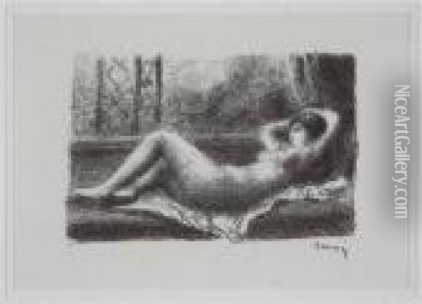 Odalisque Lithograph Oil Painting - Pierre Auguste Renoir