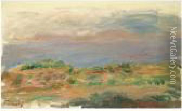 Falaise Verte Et Mer Oil Painting - Pierre Auguste Renoir
